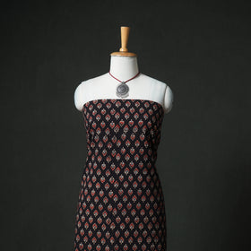 Ajrakh Block Print Natural Dyed Cotton Unstitched Dress Material: Kurta & Dupatta with Jewellery 22