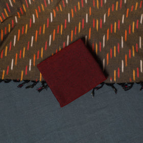 Pochampally Ikat Cotton Unstitched Dress Material: Kurta, Bottom with Dupatta 20