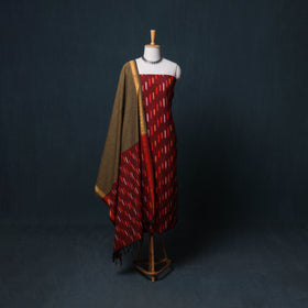 Pochampally Ikat Cotton Unstitched Dress Material: Kurta, Bottom with Dupatta 21