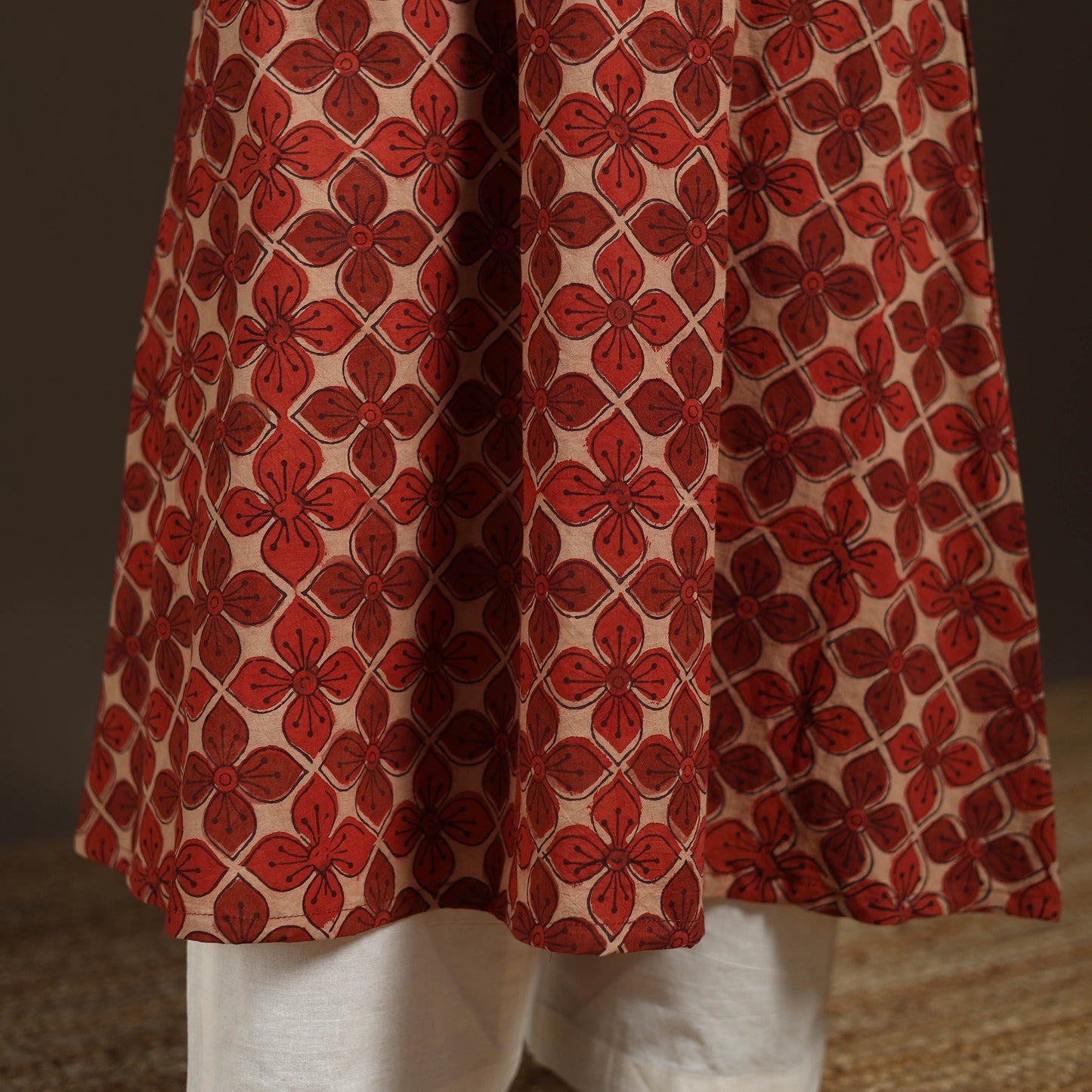 Ajrakh Hand Block Print Natural Dyed Cotton Sleeveless A-Line Long Kurta for women 35