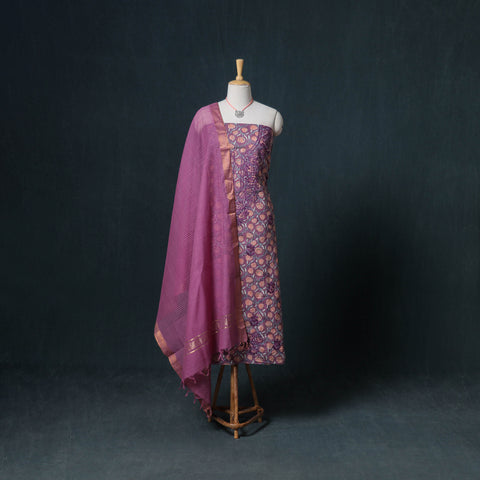 Lucknowi Chikankari Hand Work Unstitched Dress Material: Kurta & Dupatta with Jewellery 07