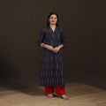 Ajrakh Hand Block Print Natural Dyed Cotton Straight Long Kurta for women 24