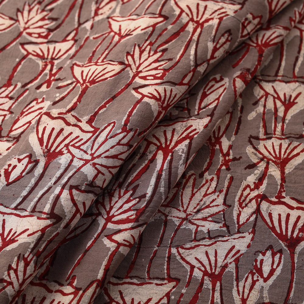 Brown - Bindaas Natural Dyed Cotton Block Print Fabric 11