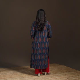 Ajrakh Hand Block Print Natural Dyed Cotton Straight Long Kurta for women 24