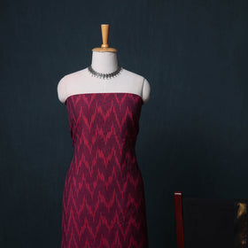 Pochampally Ikat Cotton Unstitched Dress Material: Kurta, Bottom with Dupatta 23