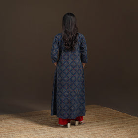Ajrakh Hand Block Print Natural Dyed Cotton A-Line Long Kurta for women 40