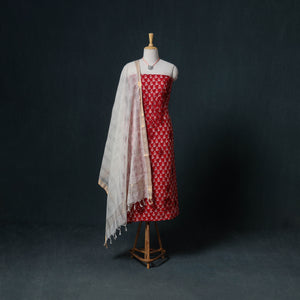 Lucknowi Chikankari Hand Work Unstitched Dress Material: Kurta & Dupatta with Jewellery 08