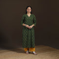Ajrakh Hand Block Print Natural Dyed Cotton Thread Work Straight Long Kurta for women 06