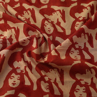 Red - Bindaas Natural Dyed Cotton Block Print Fabric 07