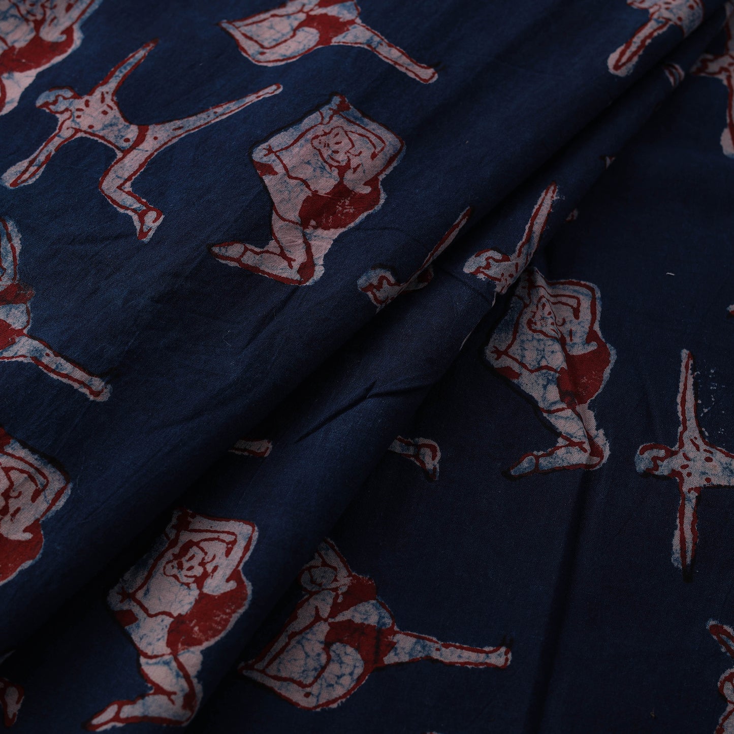 Blue - Bindaas Natural Dyed Cotton Block Print Fabric 06