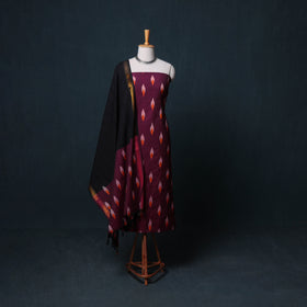 Pochampally Ikat Cotton Unstitched Dress Material: Kurta, Bottom with Dupatta 24