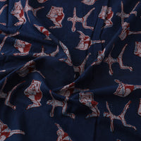 Blue - Bindaas Natural Dyed Cotton Block Print Fabric 06