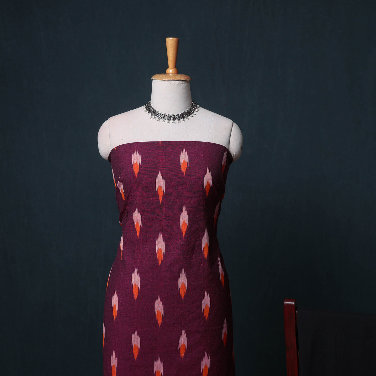 Pochampally Ikat Cotton Unstitched Dress Material: Kurta, Bottom with Dupatta 24