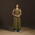 Ajrakh Hand Block Print Natural Dyed Cotton Sleeveless A-Line Long Kurta for women 32
