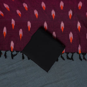 Pochampally Ikat Cotton Unstitched Dress Material: Kurta, Bottom with Dupatta 24