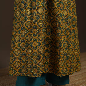 Ajrakh Hand Block Print Natural Dyed Cotton Sleeveless A-Line Long Kurta for women 32
