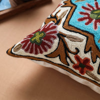 Multicolor - Original Chain Stitch Crewel Wool Thread Hand Embroidery Cushion Cover (16 x 16 in)