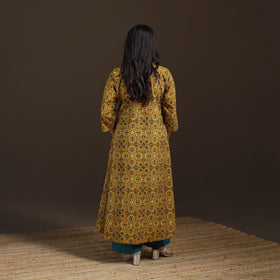 Ajrakh Hand Block Print Natural Dyed Cotton A-Line Long Kurta for women 39