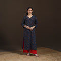 Ajrakh Hand Block Print Natural Dyed Cotton Straight Long Kurta for women 17
