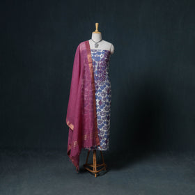Lucknowi Chikankari Hand Work Unstitched Dress Material: Kurta & Dupatta with Jewellery 10