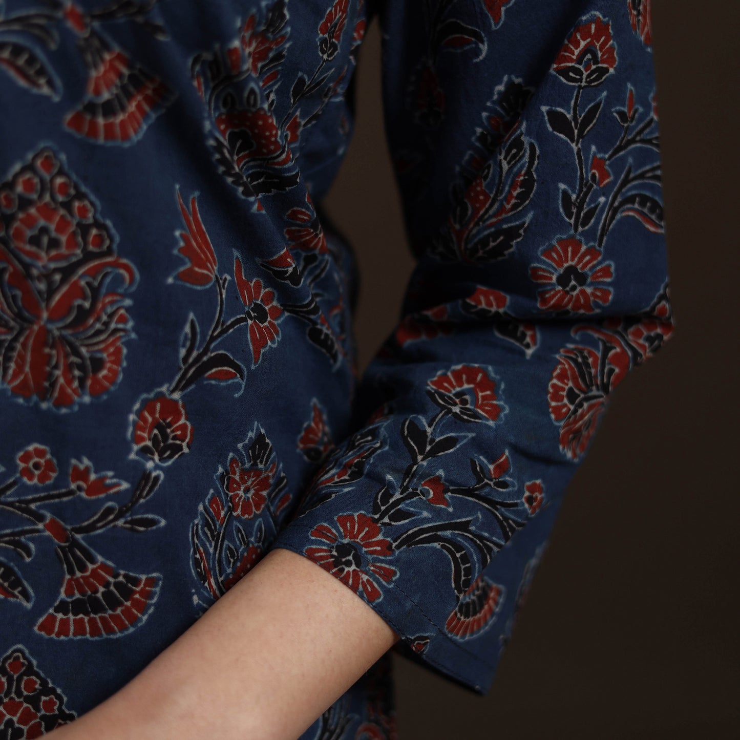 Ajrakh Hand Block Print Natural Dyed Cotton Straight Long Kurta for women 17