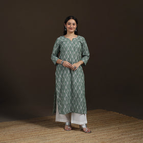 Pochampally Ikat Cotton Straight Long Kurta for Women 18