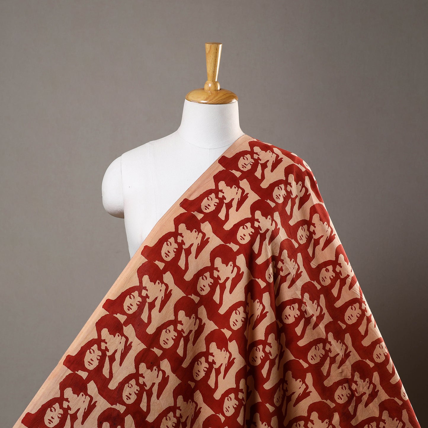 Red - Bindaas Natural Dyed Cotton Block Print Fabric 07