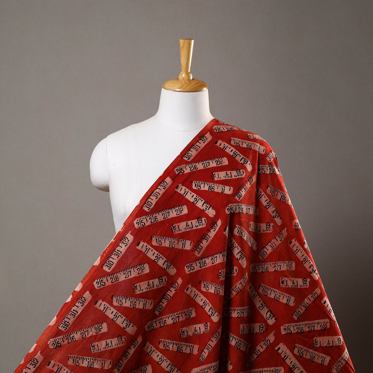 Red - Bindaas Natural Dyed Cotton Block Print Fabric 08