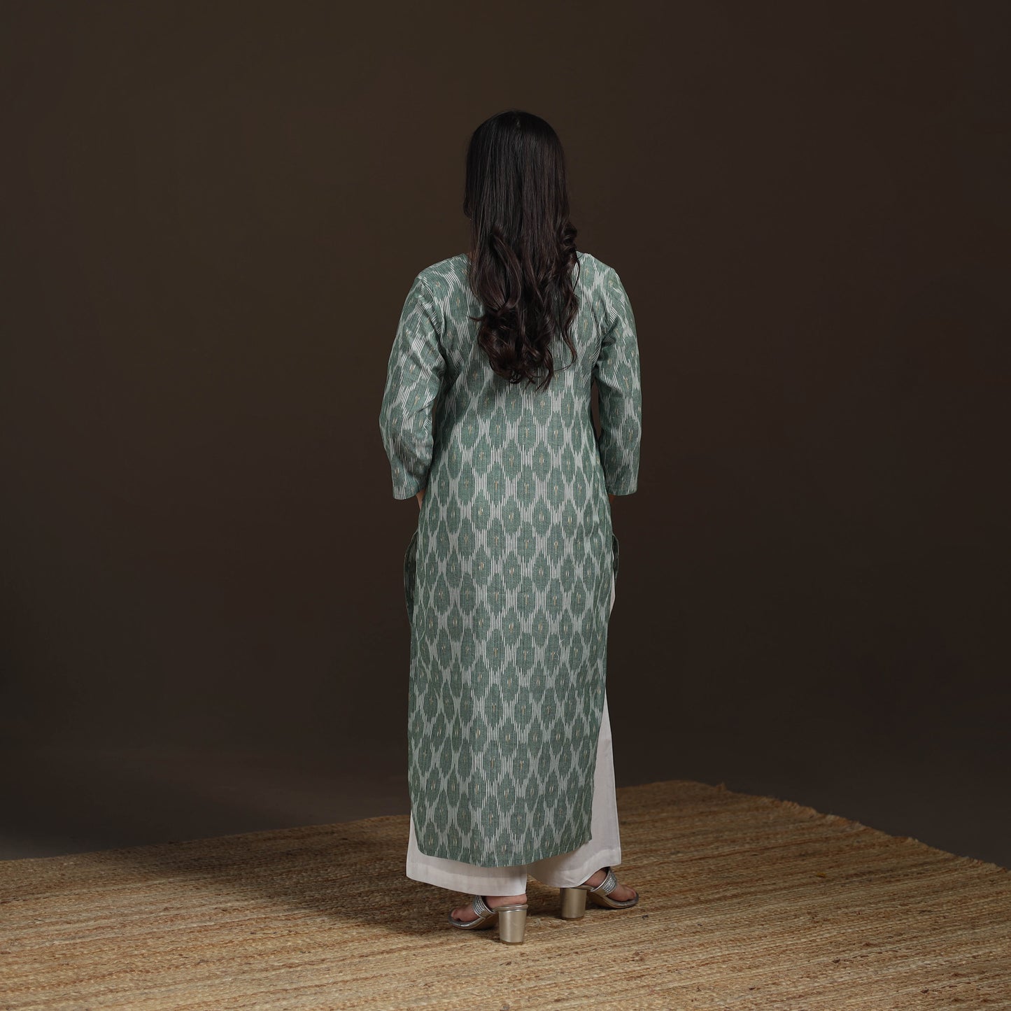 Pochampally Ikat Cotton Straight Long Kurta for Women 18