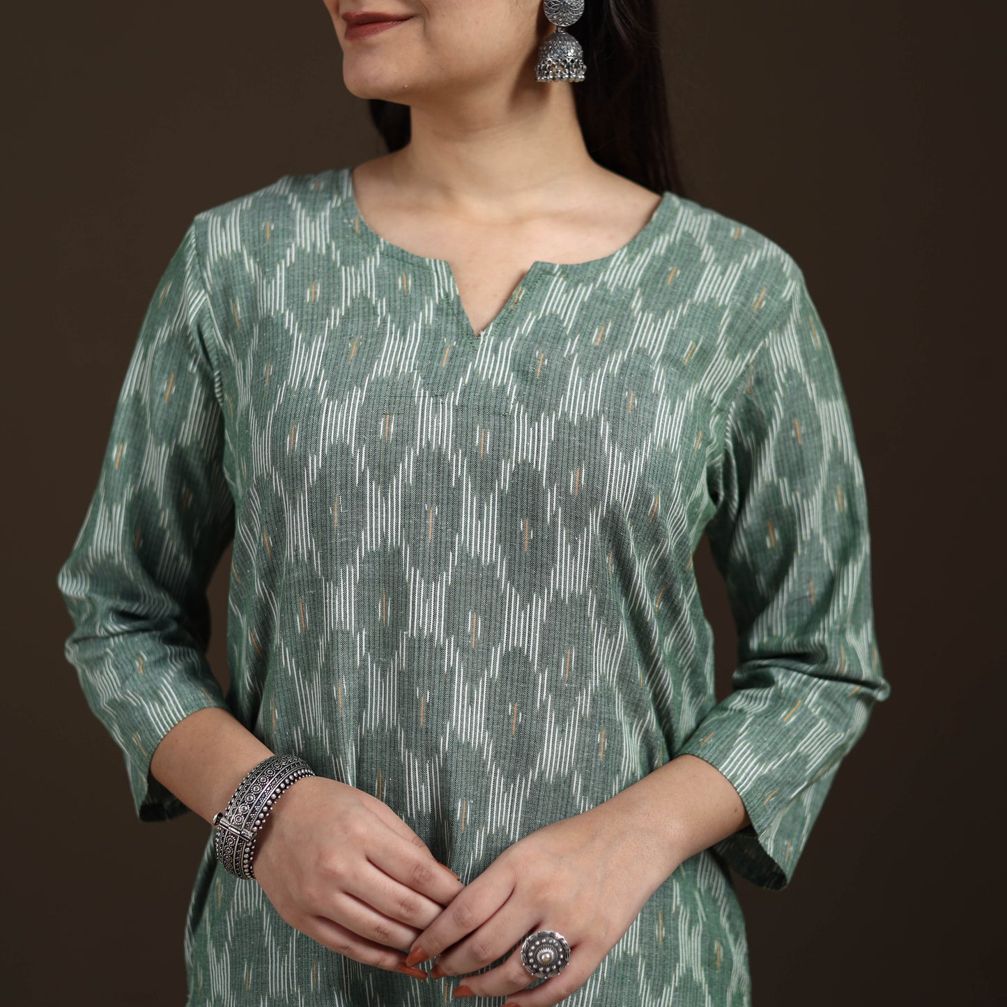 Pochampally Ikat Cotton Straight Long Kurta for Women 18
