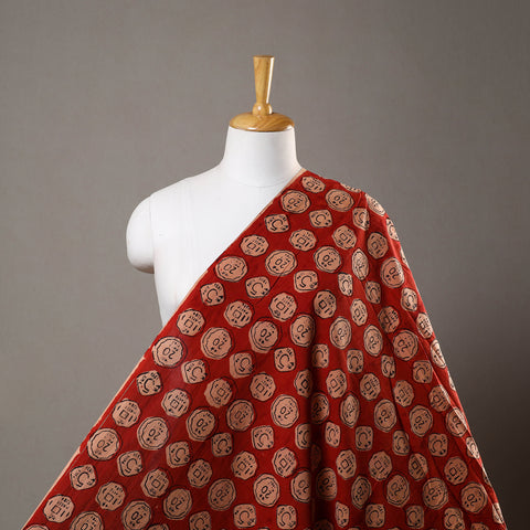 Red - Bindaas Natural Dyed Cotton Block Print Fabric 09