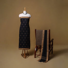 Jacquard Buti Cotton Unstitched Dress Material: Kurta, Bottom with Dupatta 01