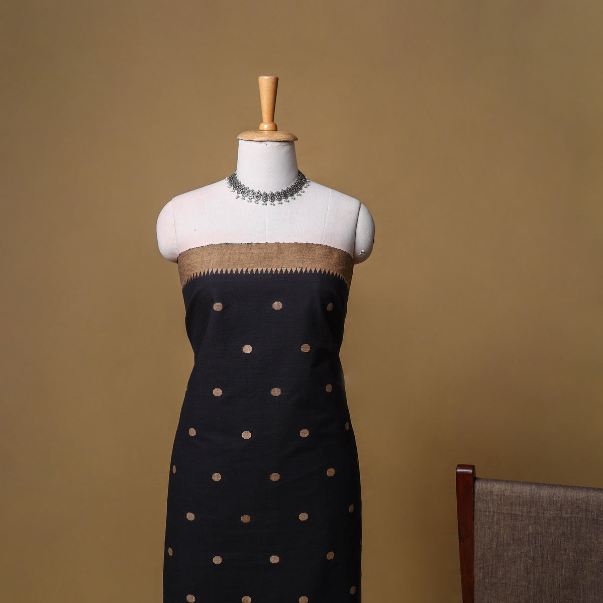 Jacquard Buti Cotton Unstitched Dress Material: Kurta, Bottom with Dupatta 01