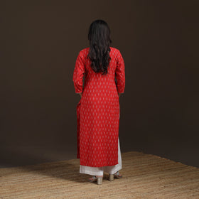 Sequin Work Pochampally Ikat Cotton Straight Long Kurta for Women 26