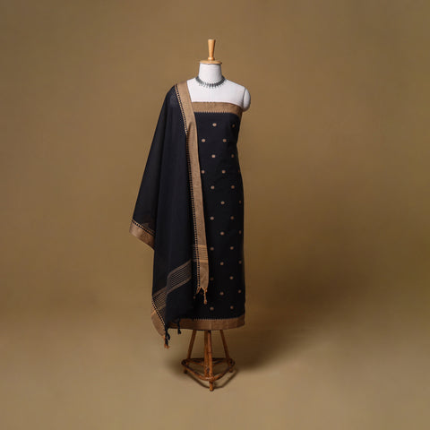 Jacquard Buti Cotton Unstitched Dress Material: Kurta, Bottom with Dupatta 01
