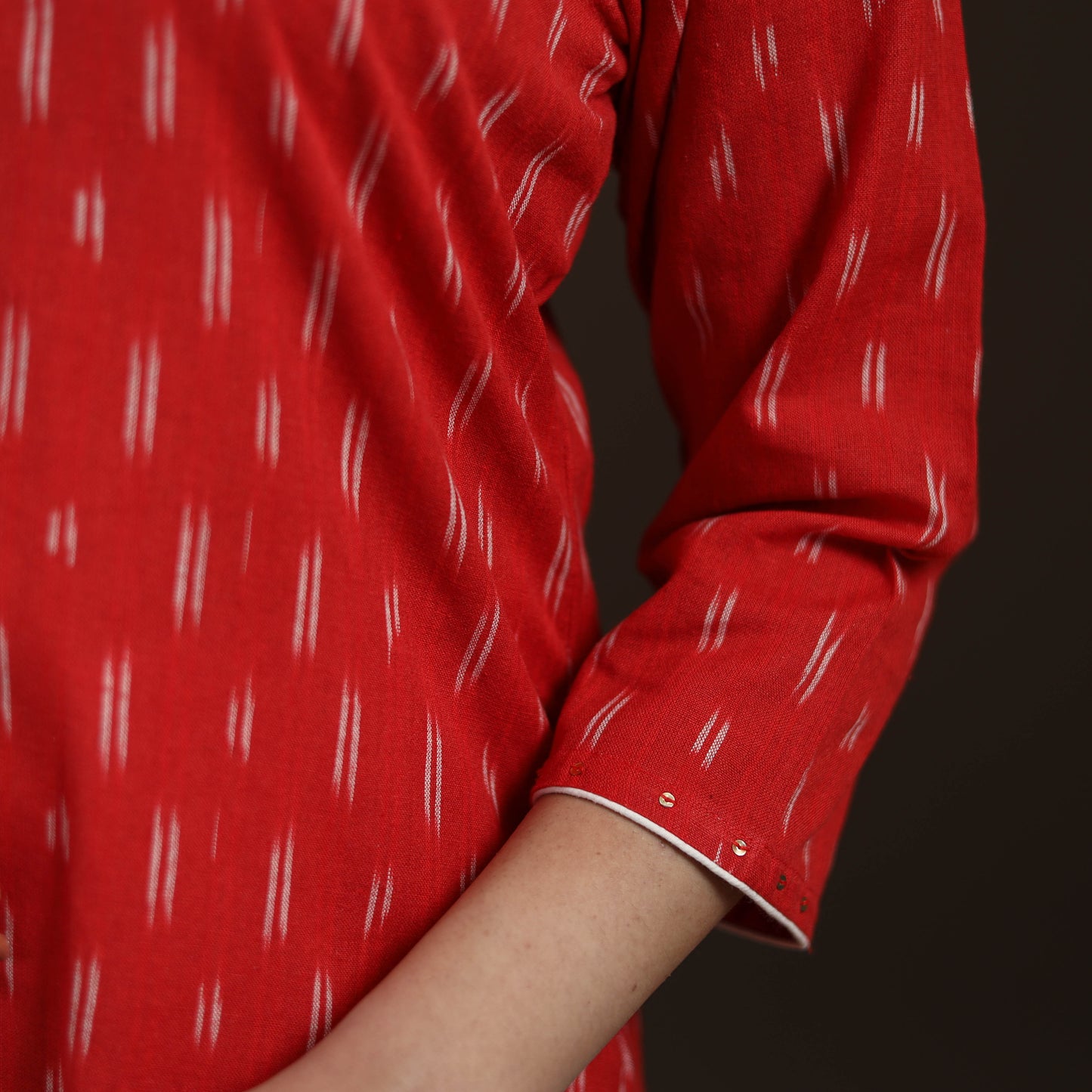 Sequin Work Pochampally Ikat Cotton Straight Long Kurta for Women 26