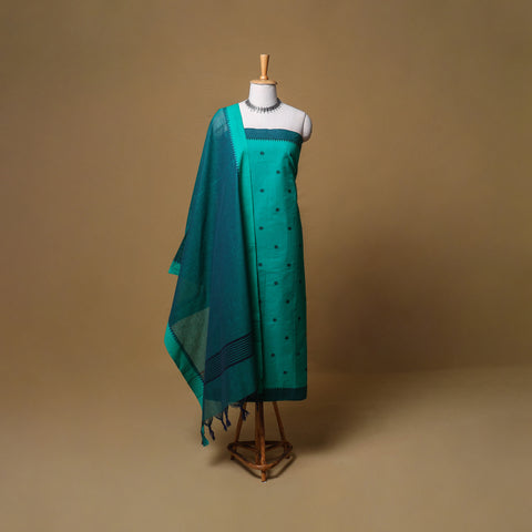 Jacquard Buti Cotton Unstitched Dress Material: Kurta, Bottom with Dupatta 02