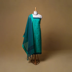 Jacquard Buti Cotton Unstitched Dress Material: Kurta, Bottom with Dupatta 02