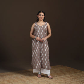 Pochampally Ikat Cotton Sleeveless Straight Long Kurta for Women 42