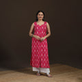 Pochampally Ikat Cotton Sleeveless Straight Long Kurta for Women 41