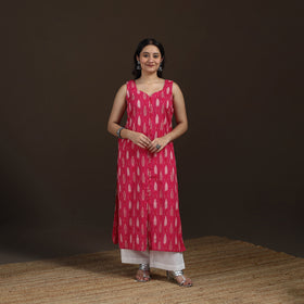 Pochampally Ikat Cotton Sleeveless Straight Long Kurta for Women 41