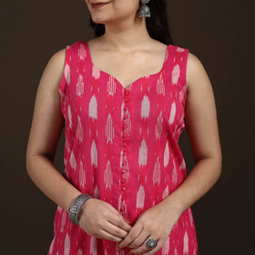 Pochampally Ikat Cotton Sleeveless Straight Long Kurta for Women 41