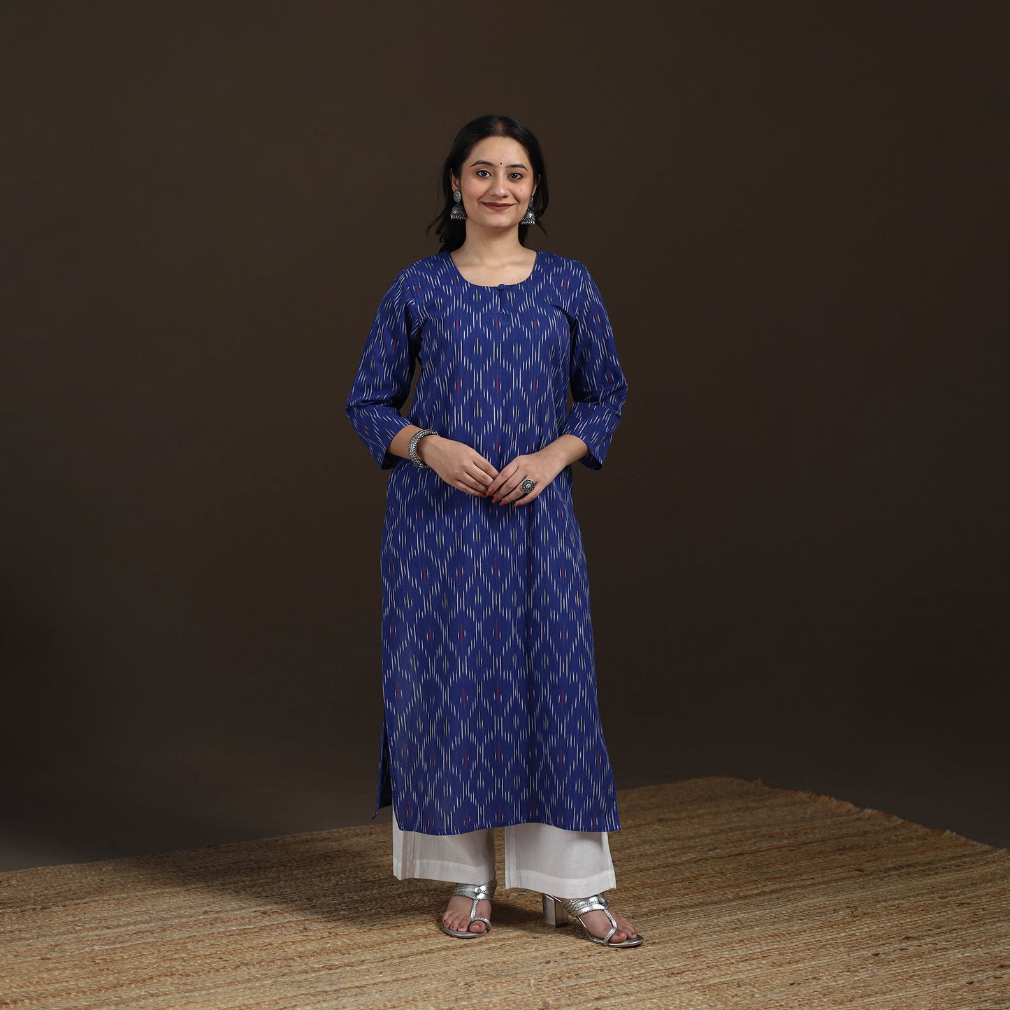 Pochampally Ikat Cotton Straight Long Kurta for Women 36