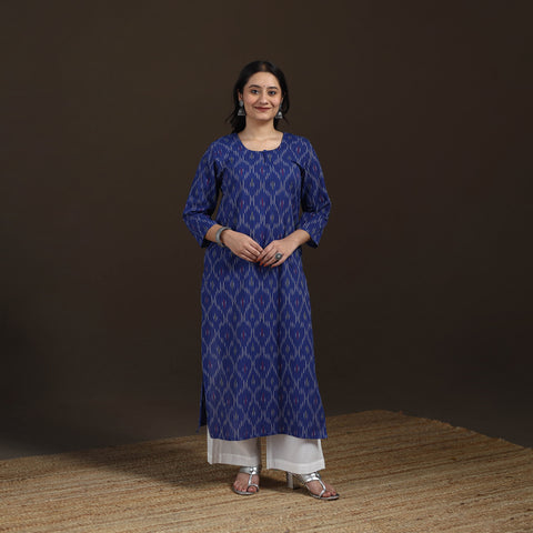 Pochampally Ikat Cotton Straight Long Kurta for Women 36
