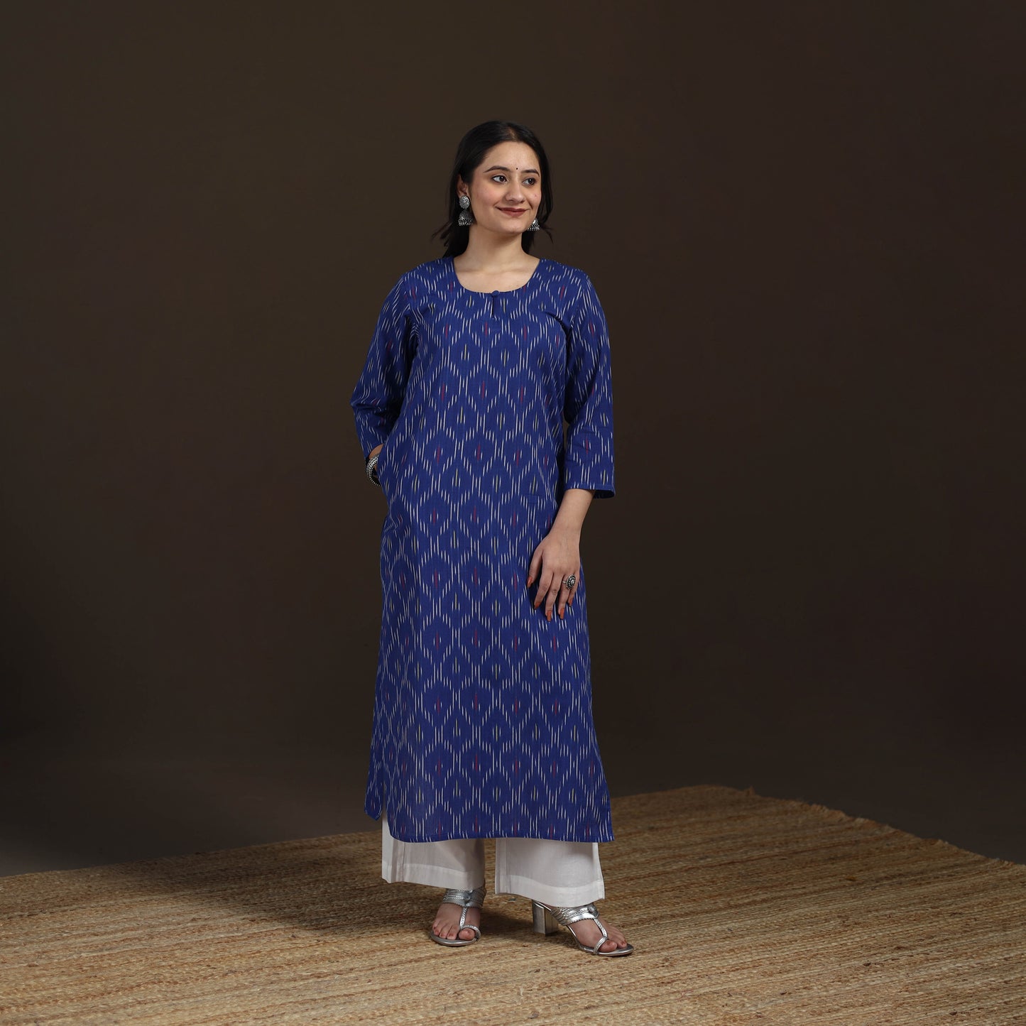 Pochampally Ikat Cotton Straight Long Kurta for Women 36