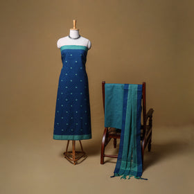 Jacquard Buti Cotton Unstitched Dress Material: Kurta, Bottom with Dupatta 04