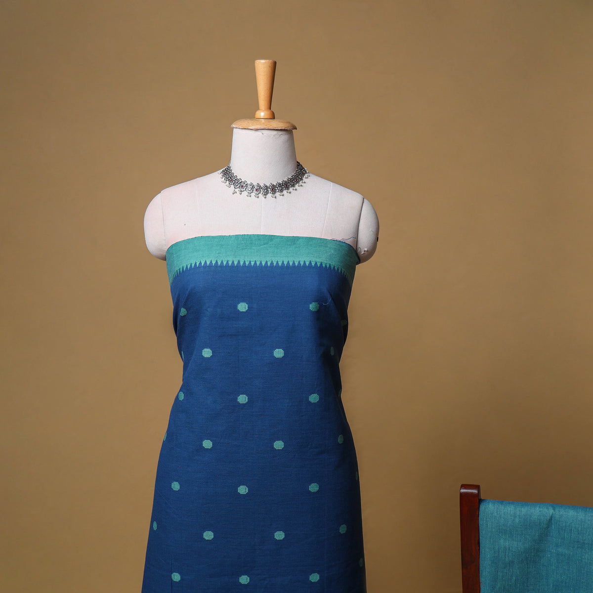 Jacquard Buti Cotton Unstitched Dress Material: Kurta, Bottom with Dupatta 04