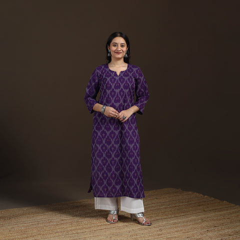 Pochampally Ikat Cotton Straight Long Kurta for Women 20