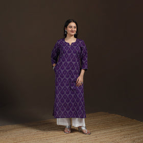 Pochampally Ikat Cotton Straight Long Kurta for Women 20