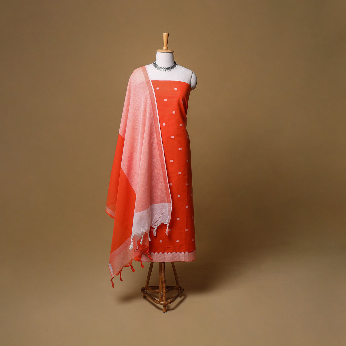 Jacquard Buti Cotton Unstitched Dress Material: Kurta, Bottom with Dupatta 05
